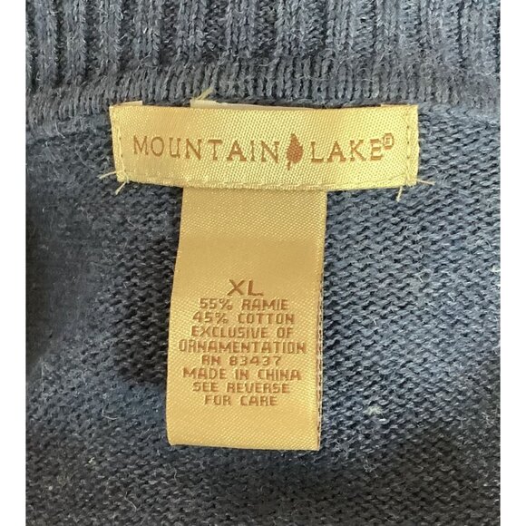 Mountain Lake Womens XL Blue Floral Embroidered Full Zip Cardigan Sweater - Picture 5 of 6